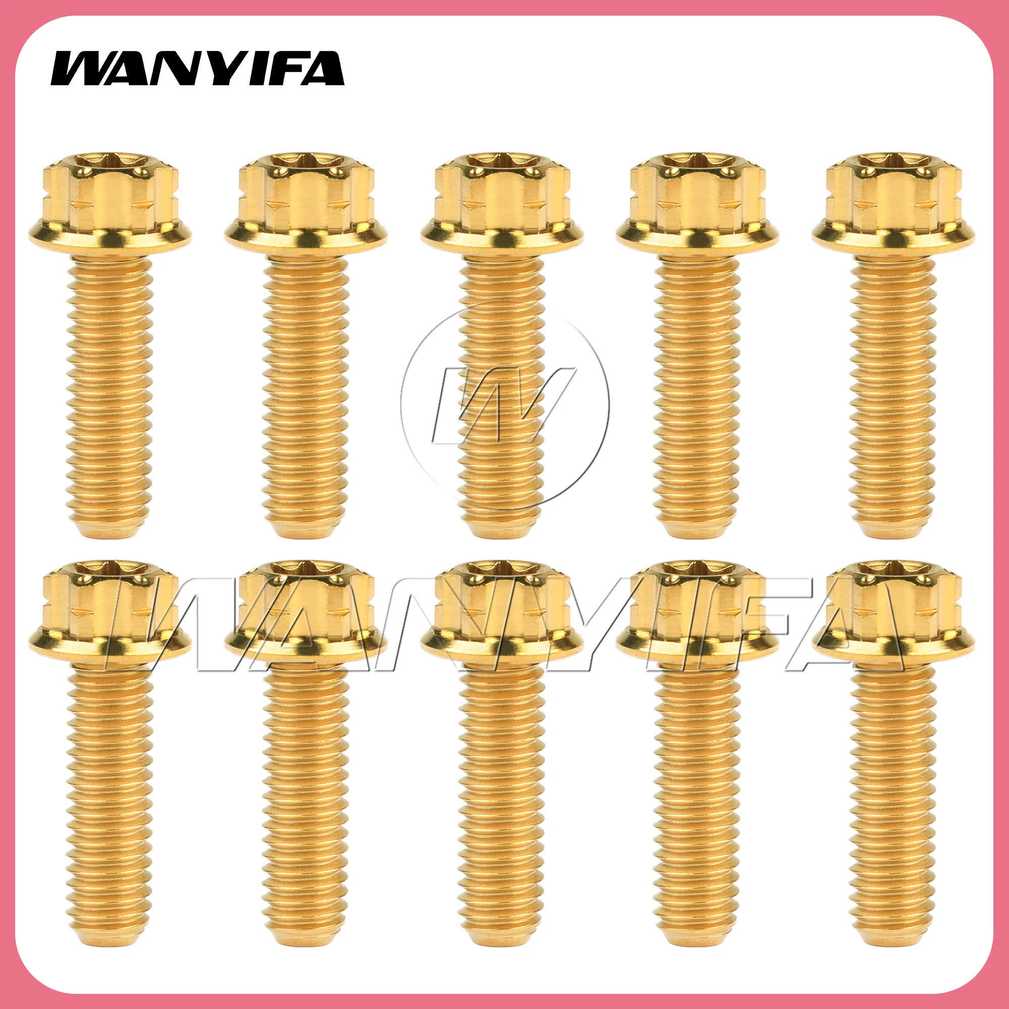 Wanyifa 10pcs Titanium Bolts M6/M8x10 15 20 25 30 35 40 45 50 55mm Flange Torx Head Screw for  Motorcycle Car Modification