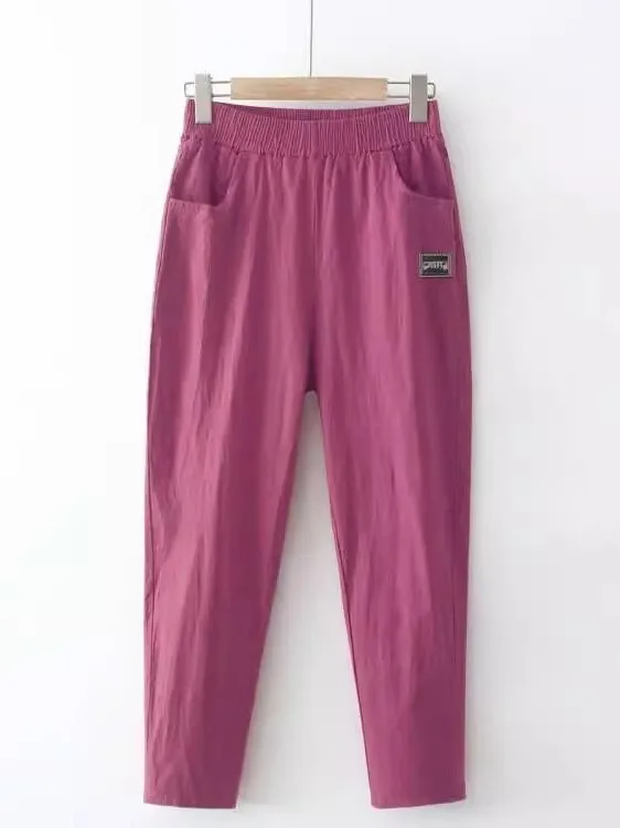 فضفاض القطن الكتان السراويل النسائية الحريم السراويل أمي فضفاضة التخسيس الصيف رقيقة تسع نقاط مستقيم الساق السراويل #2