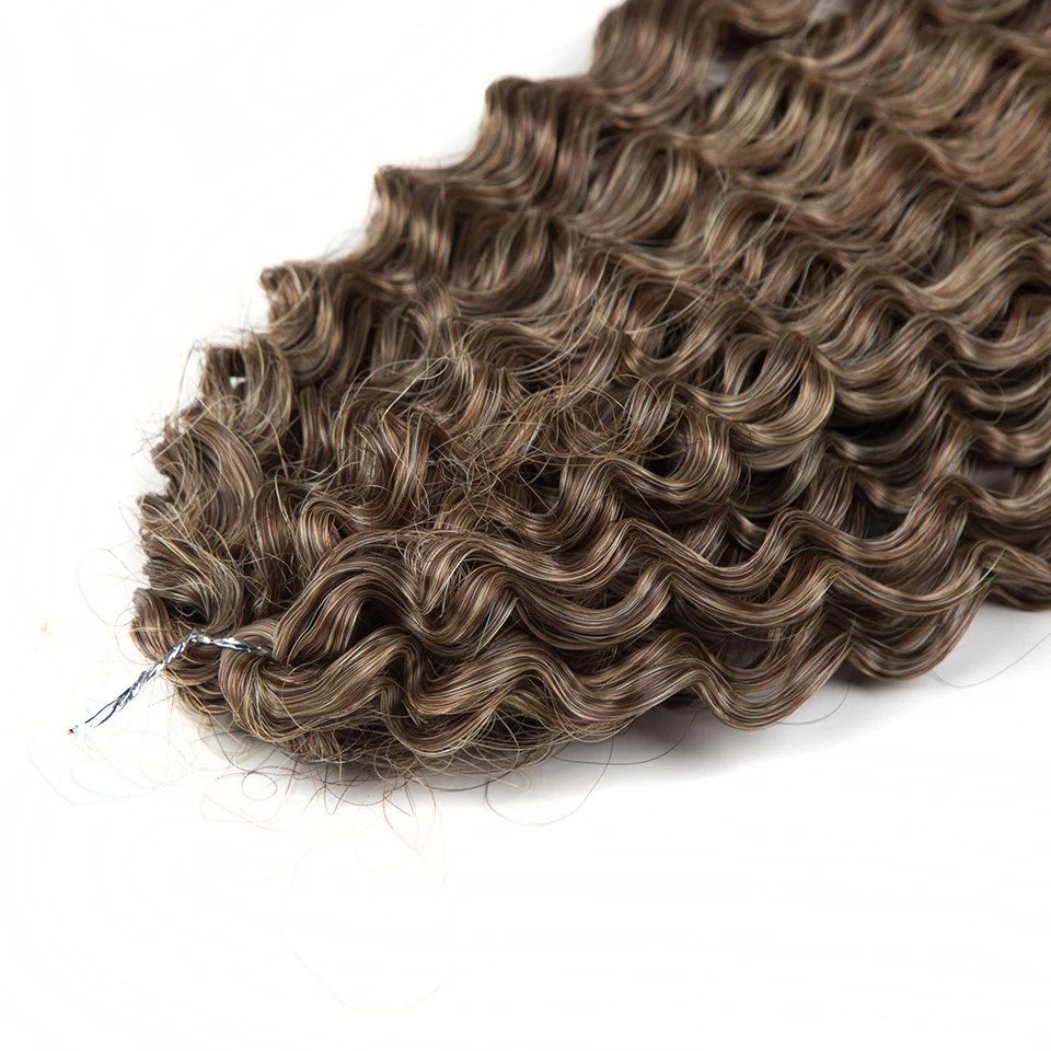 FASHION IDOL Kinky Twist Crochet Hair 30 pollici capelli sintetici dea trecce Natural Wavy Ombre Brown Water Wave Hair Extensions