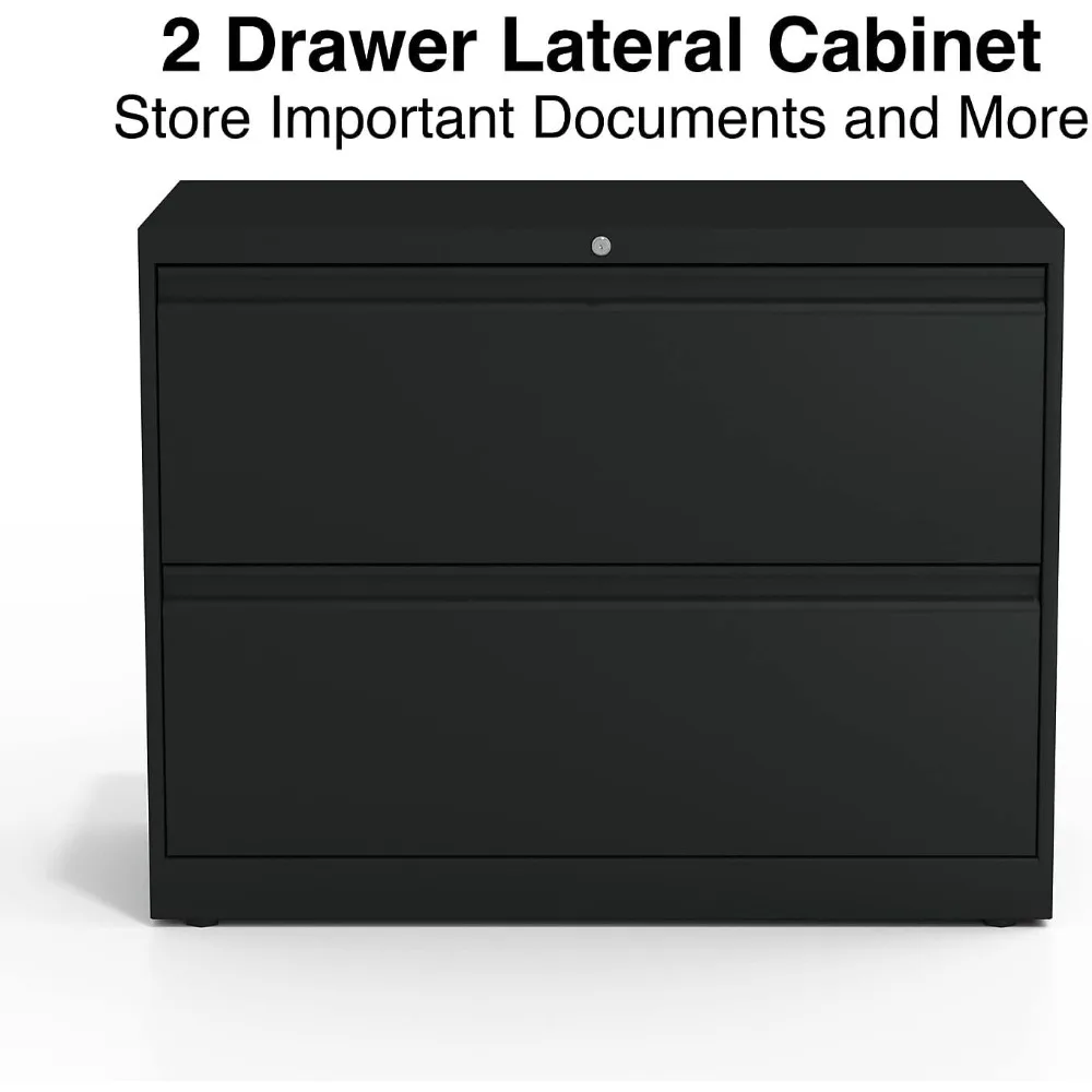 870395 Branded Commercial 36-Inch Wide 2-Drawer Lateral File Cabinet Black