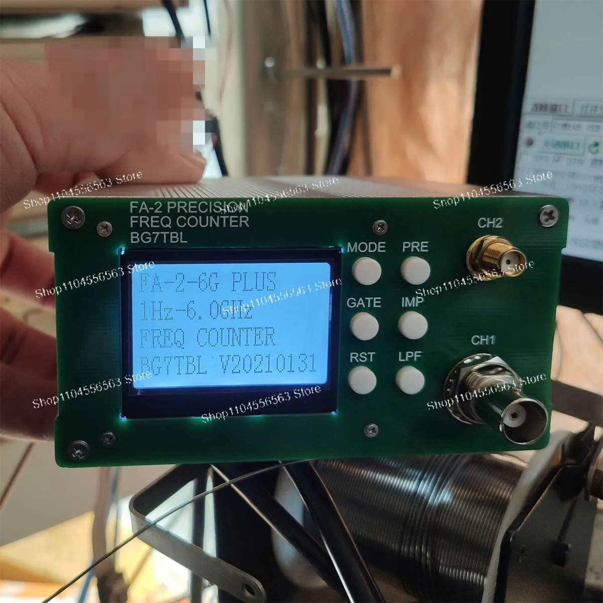 by BGTBL FA-2 Plus 1Hz-6GHz/12.4GHz/26.5GHz Frequency Counter Frequency Meter 11Bit/Sec 10MHz OCXO  + Power Adapter