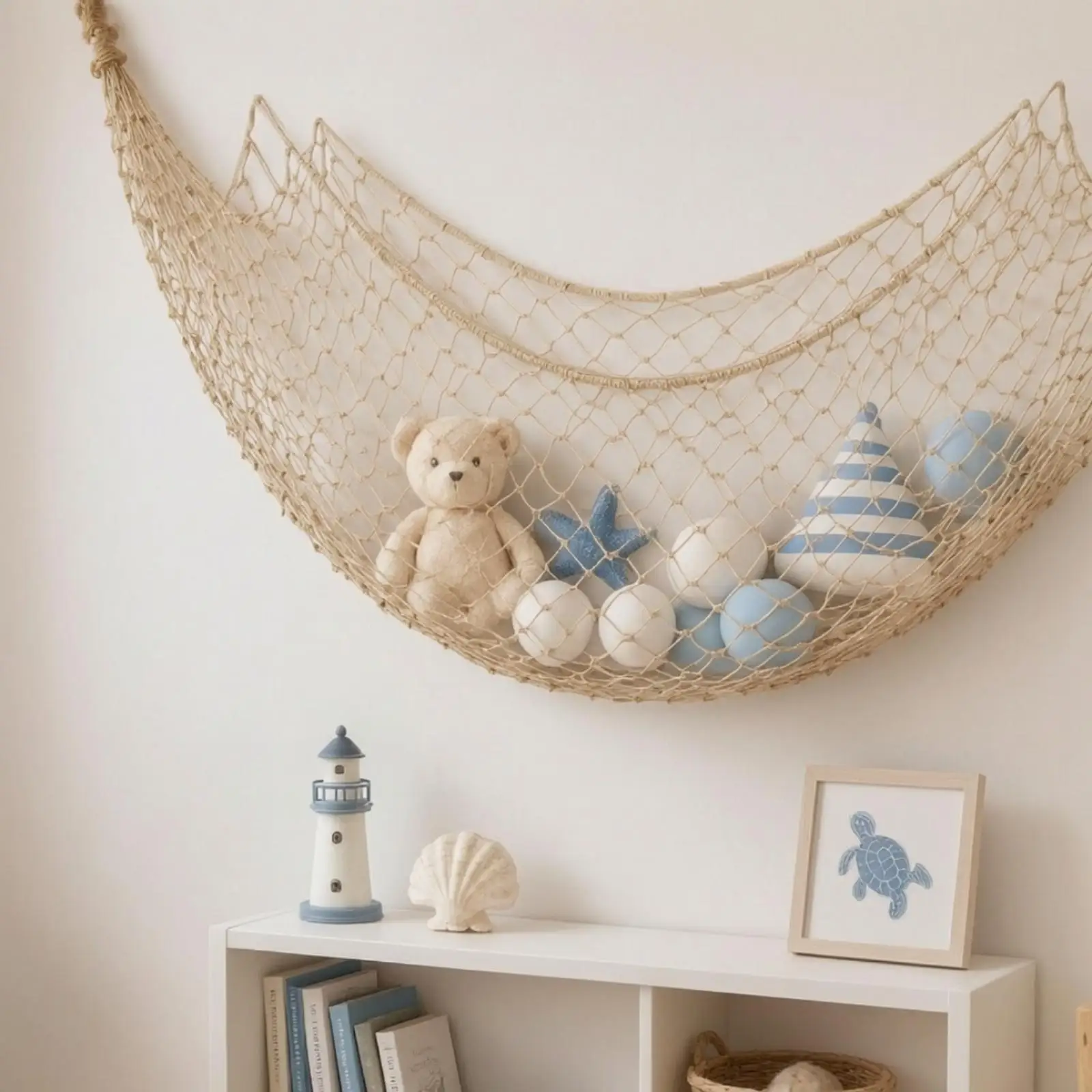 4 Pieces Polyester Fishnet Wall Decor Open-Weave Diamond-Mesh Decorative Net Lightweight Knotted Fishnet Backdrop for Seaside