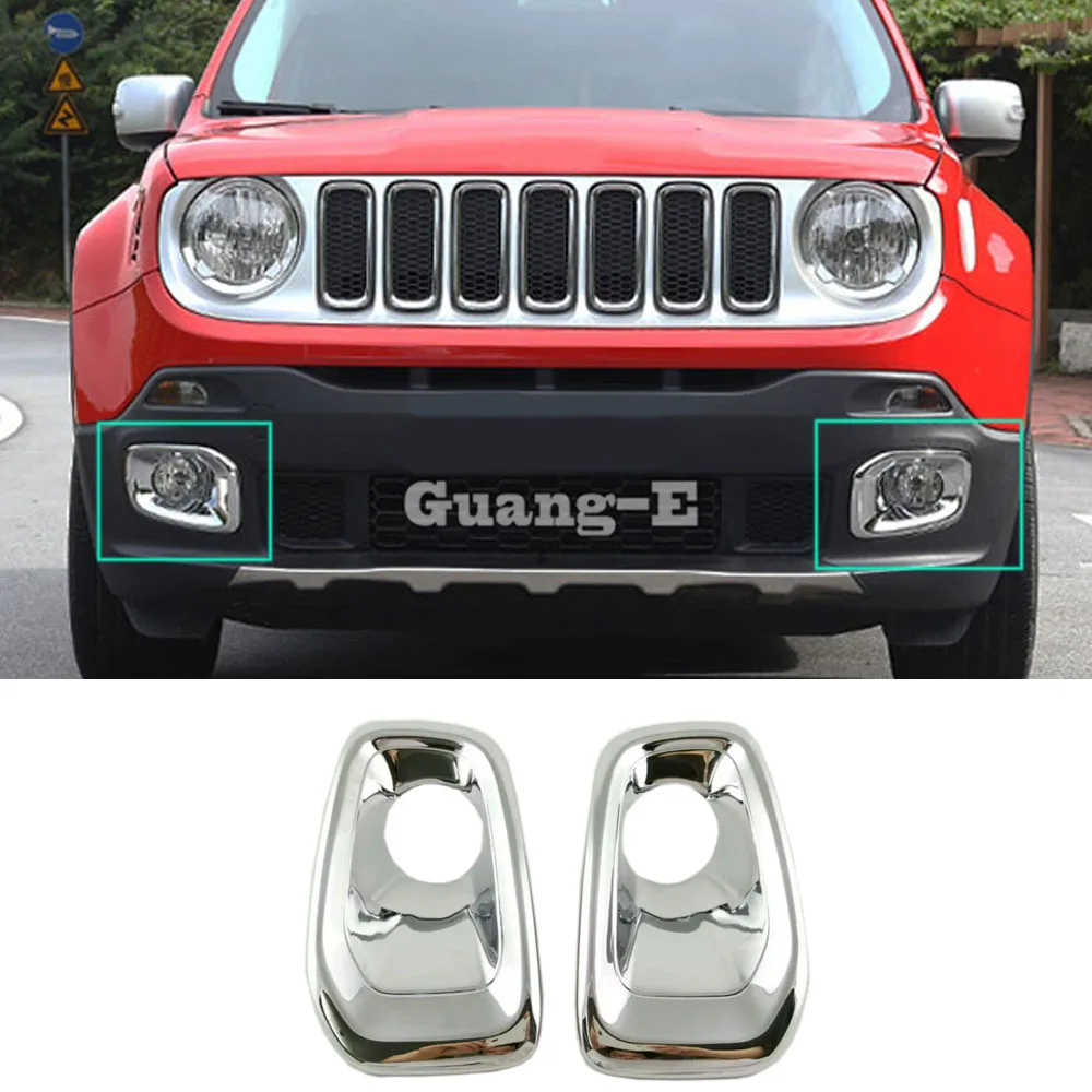 Car Front Fog Light Lamp Frame Stick Styling ABS Chrome Cover Trim Parts Moulding 2pcs For Jeep Renegade 2017 2018 2019 2020