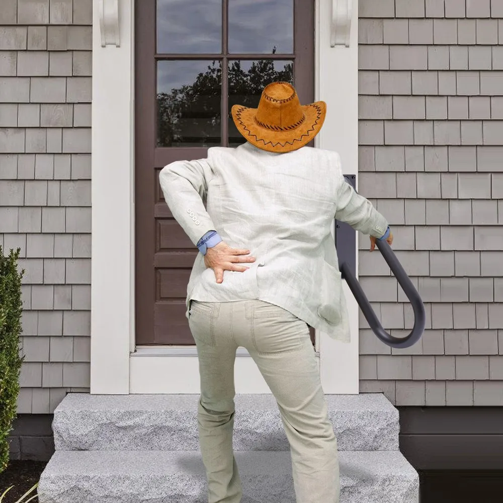 20" U-shaped Handrail Railing for Outdoor/Indoor Steps Wall-Mount Step Hand Rail