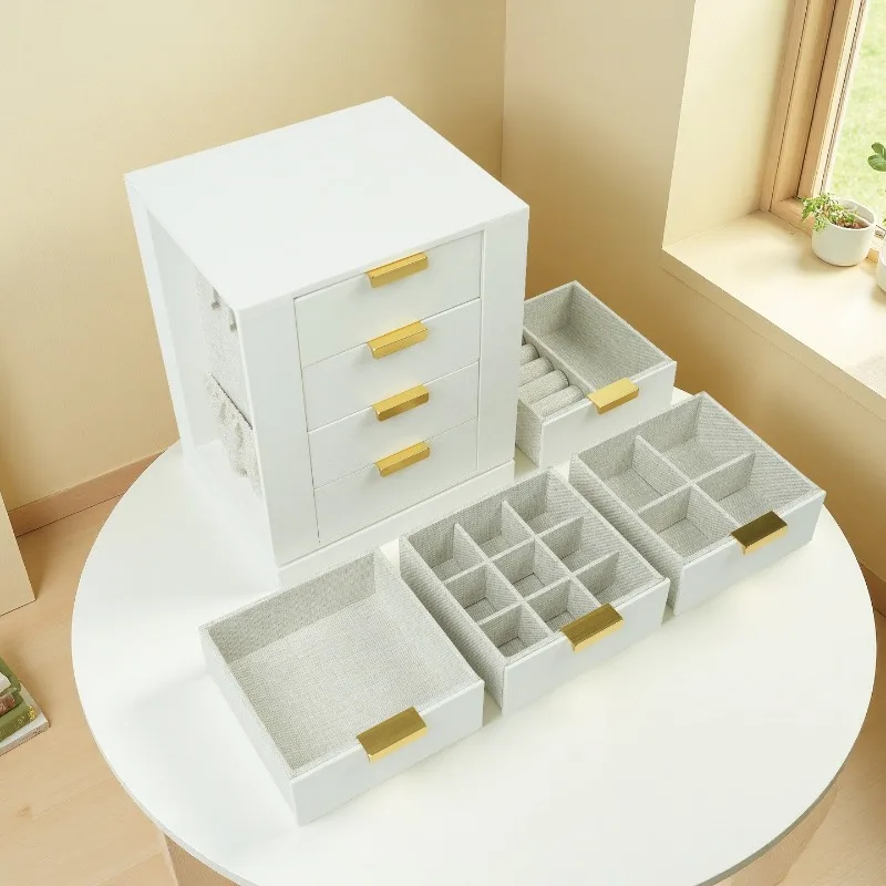 Vertical Jewelry Box Necklace Earrings Bracelet Storage Boxes Stylish Minimalist Rotatable Jewellery Case Desktop Packaging Box