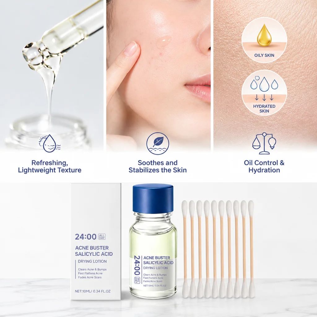 Salicylic Acid Drying Lotion Facial Spot Care Liquid Allantoin Soothing Conditioning Oil‑Control For Prone Skin Daily Home Care
