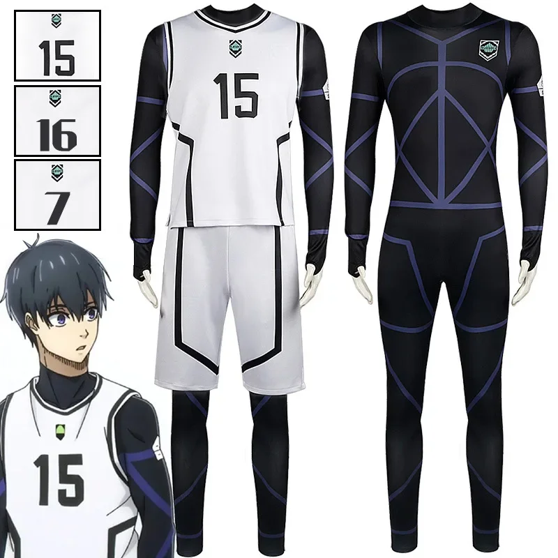 Anime Blue Lock Cosplay Nagi Seishirou Mikage Reo Costume White Football Jersey Sportswear Isagi Yoichi Bachira Meguru Set