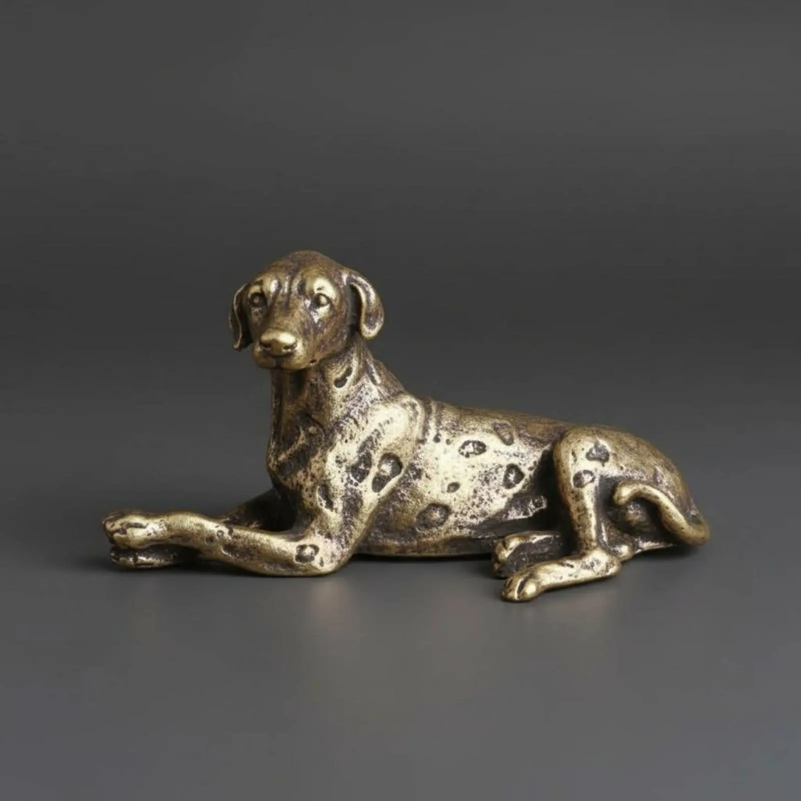 Spotted Dog Figurine Feng Shui Decor Chinese Astrological Dog Figurine Vintage Brass Paperweight Retro Appearance for Desktop - view 6