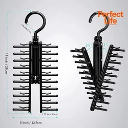 Space Saving Tie and Belt Bracket with Rotating Bracket and Non Slip Clip Adjustable Tie Storage Rack Rotating Household Tie