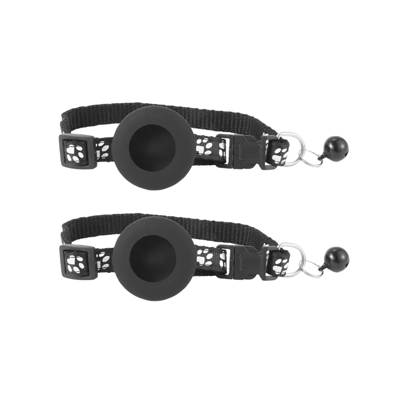 

A24F-2Pack Ошейник для кошек, для Air Tag Ошейники для кошек с защитной пряжкой и съемным колокольчиком для Airtag Маленький ошейник для домашних животных
