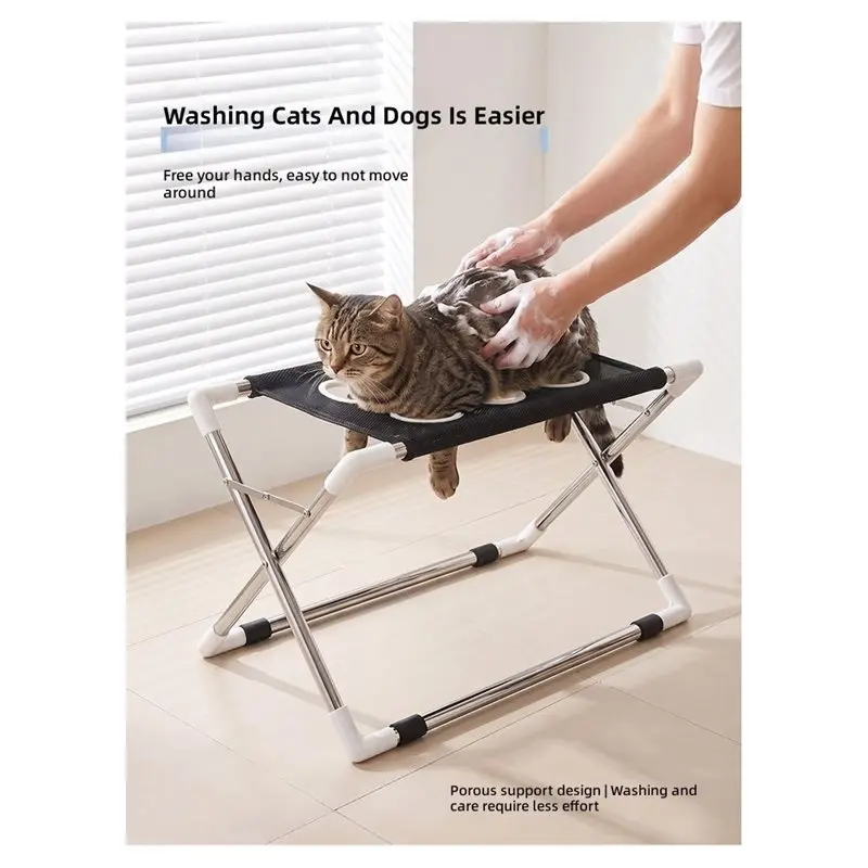 [NEW!A47U】 Foldable Pet Grooming Hammock Stand Dog Cat Nail Clipping Helper Mesh Bathing Drying Table For Small Pets