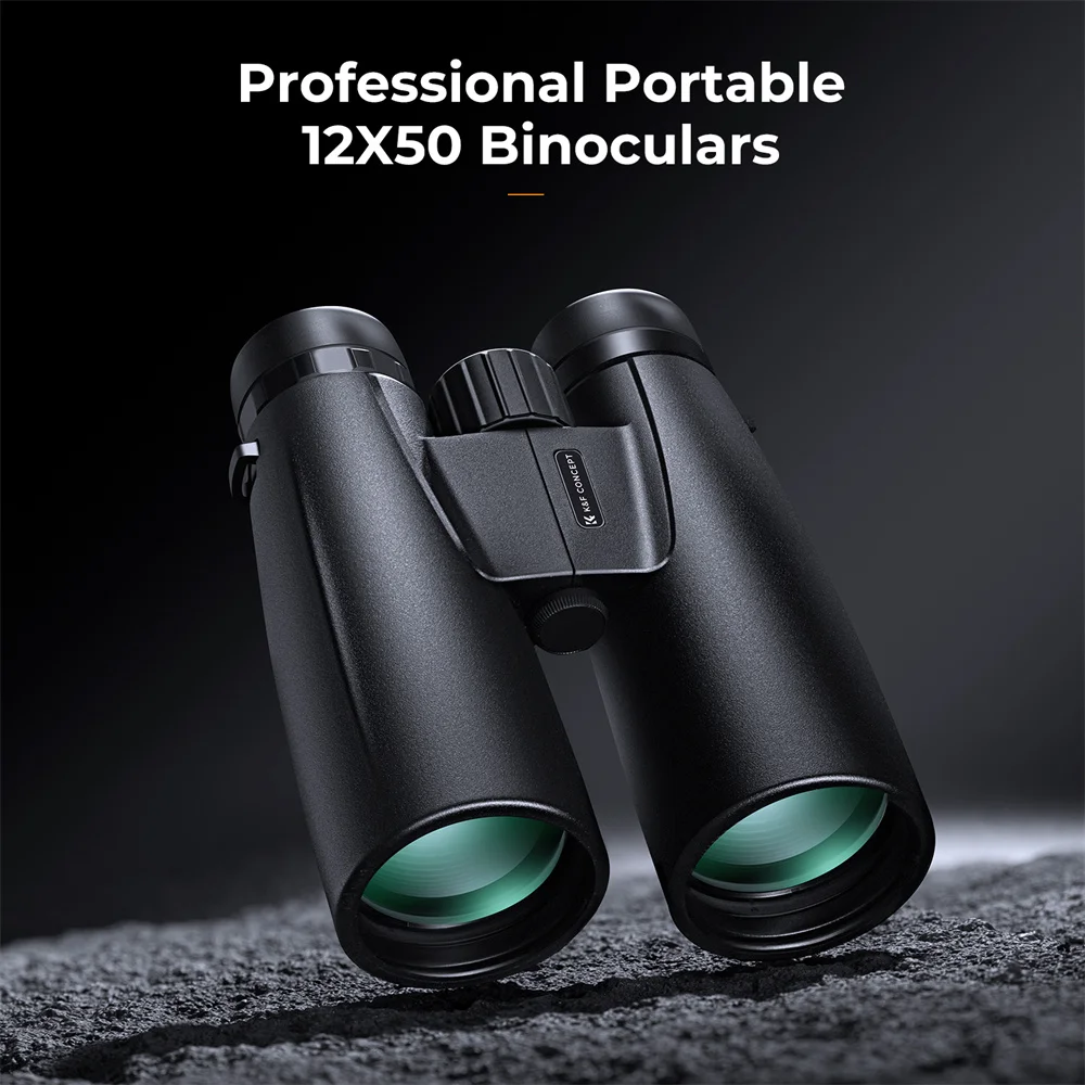 K&F Concept 12X50 Binoculars Telescope Camping Travelling HD Telescope with Smartphone Adapter Tripod Adapter IP66 Waterproof