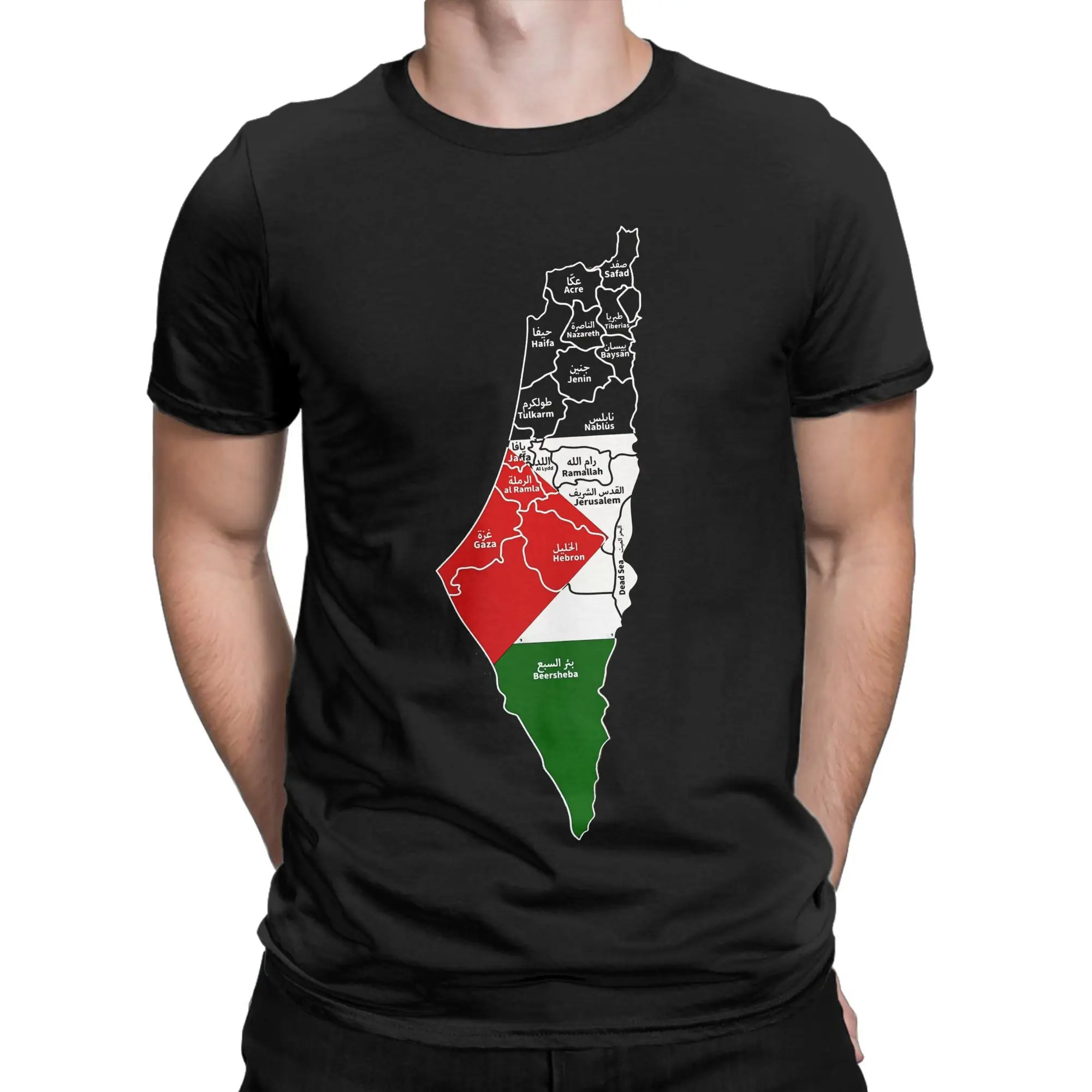Palestine Map T Shirt  Harajuku T-Shirts Short Sleeves Vintage Tshirt Summer Cotton Crewneck Oversized Top Tees