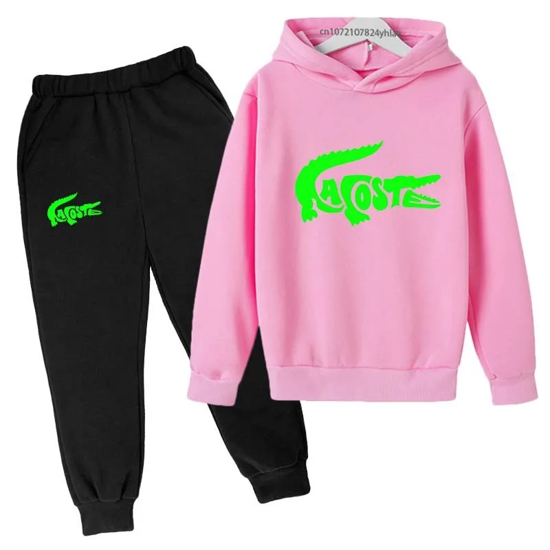 Kids Spring&Autumn Leisure Cartoon Letter Print 2pcs Hoodie+Jogging Pants Tracksuits 2-13 Years Boys Girls Outfits Clothes Sets