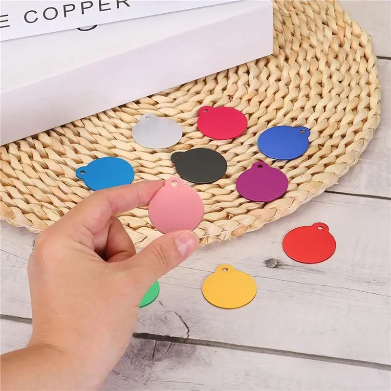 BHTS-60PCS Round Laser Engraving Blanks Tags, Stamping Blank Tags, Dog ID Tag, 10 Color DIY Metal Tags For Pet, Craft Tags