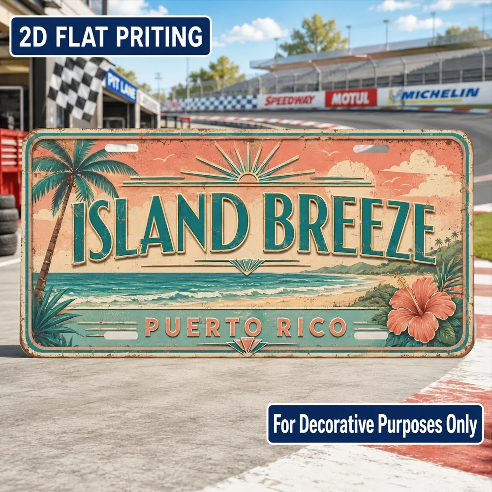 2D Flat - 【2D Flat】 2D Flat - [2D Flat] 2D Flat, 1pc, Puerto Rican Theme, Decorative Solely, Vintage Metal Wall Sign, Durable