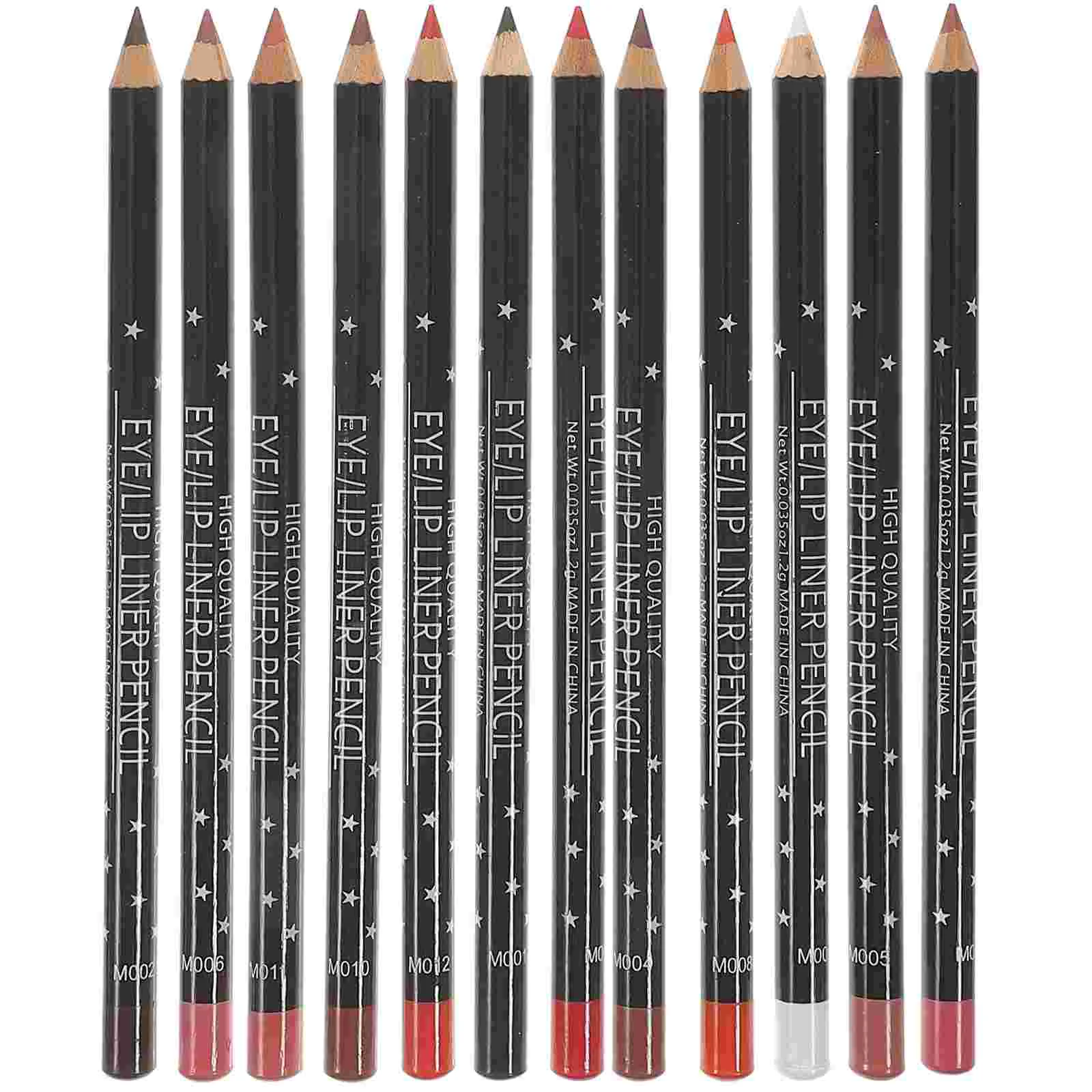 12 ชิ้น Matte Lip Liner ดินสอกันน้ําดินสออายไลเนอร์สีดําผู้หญิง Brow ลิปสติก