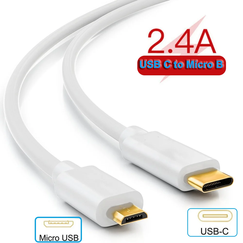 White USB C to Micro USB 2.0 Cable USB-C Type C to Micro-B USB 2.0 OTG Data Charger Cable Cord for Samsung XiaoMi Huawei Sony