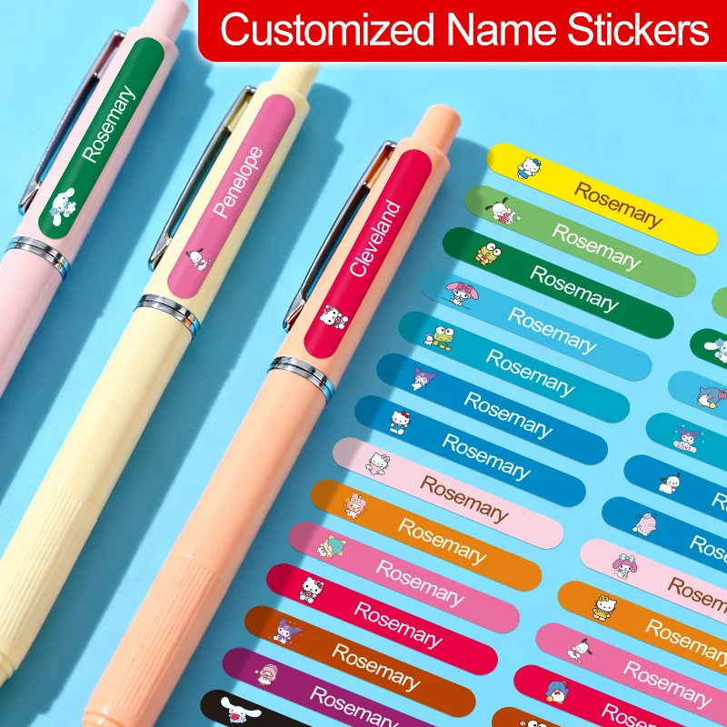 ملصقات اسم سانريو المخصصة لفرز اللوازم المدرسية، ملصقات لطيفة مخصصة للأطفال، هدية العودة إلى المدرسة للطلاب