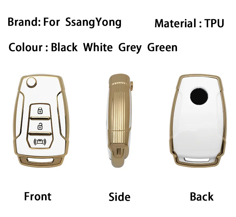 A B Style TPU Key Case Cover for SsangYong Kyron 2 Sanka Actyon Korando Tivoli 3 Buttons Remote Key Case Shell Car Key Cover