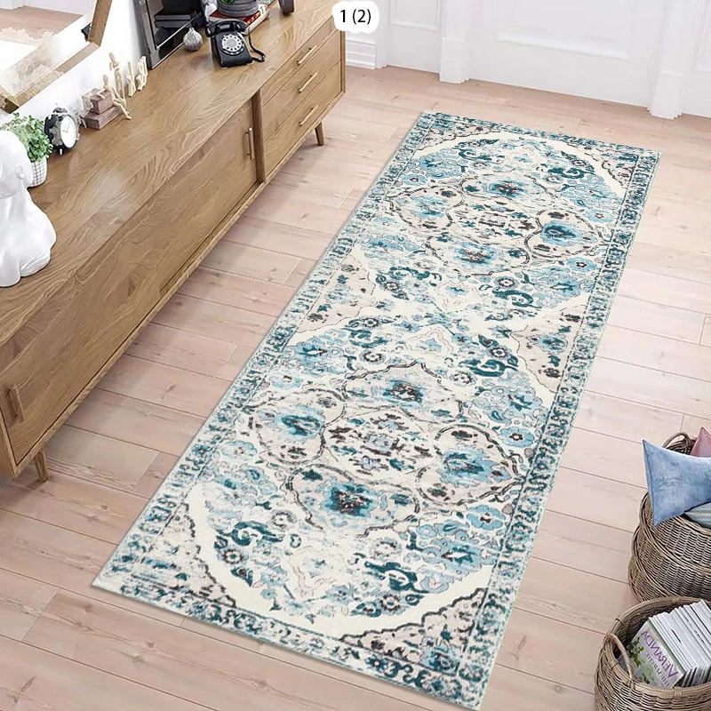 Traditional Floral Runner Rug Hallway Entryway Carpet Vintage Pattern Long Corridor Floor Mat Indoor Outdoor Decorative Rugs