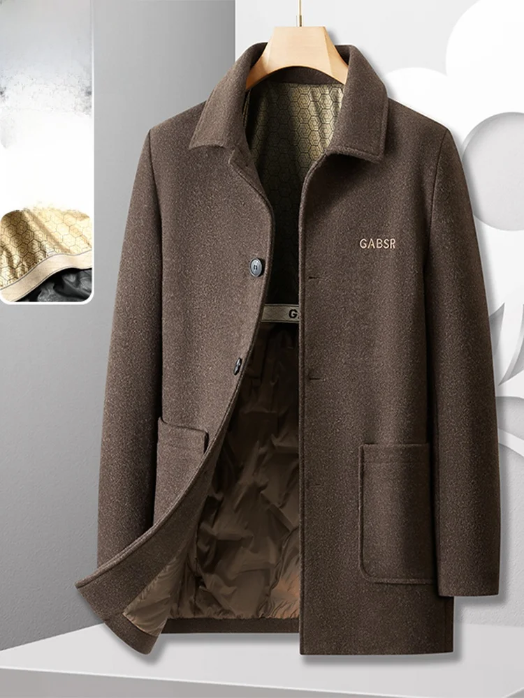 

TUCANO Winter Men's Woolen down Jaet 2025 New High-end Brand Mid-length Warm Windbreaker Coat Stand Fit Daily Wear