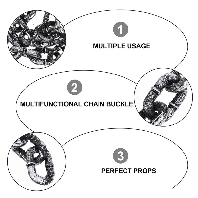 1M Halloween Simulation Chain Party Layout Decor Plastic Barrier  Chain Performance Stage Props Costume Accessory Iron off two