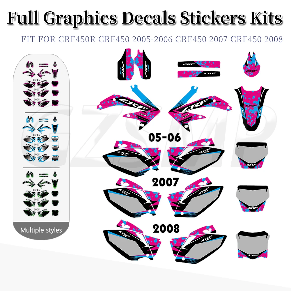 

Fit for HONDA CRF450R 2005 2006 2007 2008 CRF450 R Graphics Kits Motorcycle Brackgrounds Deco Sticker Decal