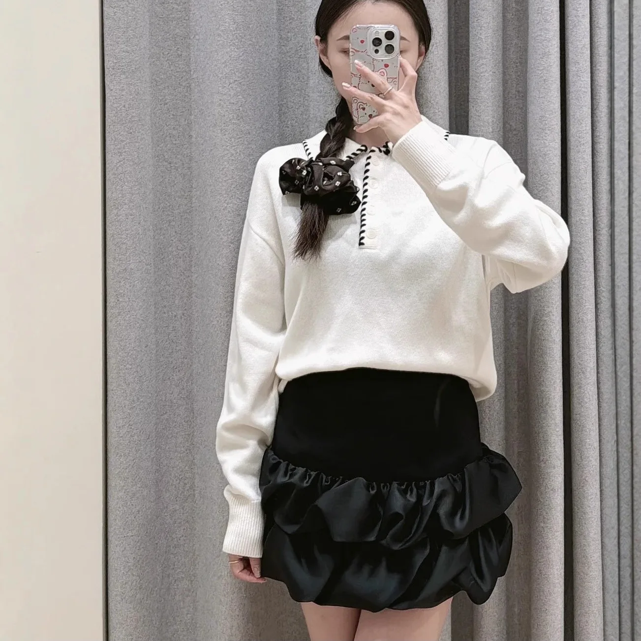 

Women's autumn and winter new lapel knitted sweater long sleeve winter warm clothes fashionable elegant tops