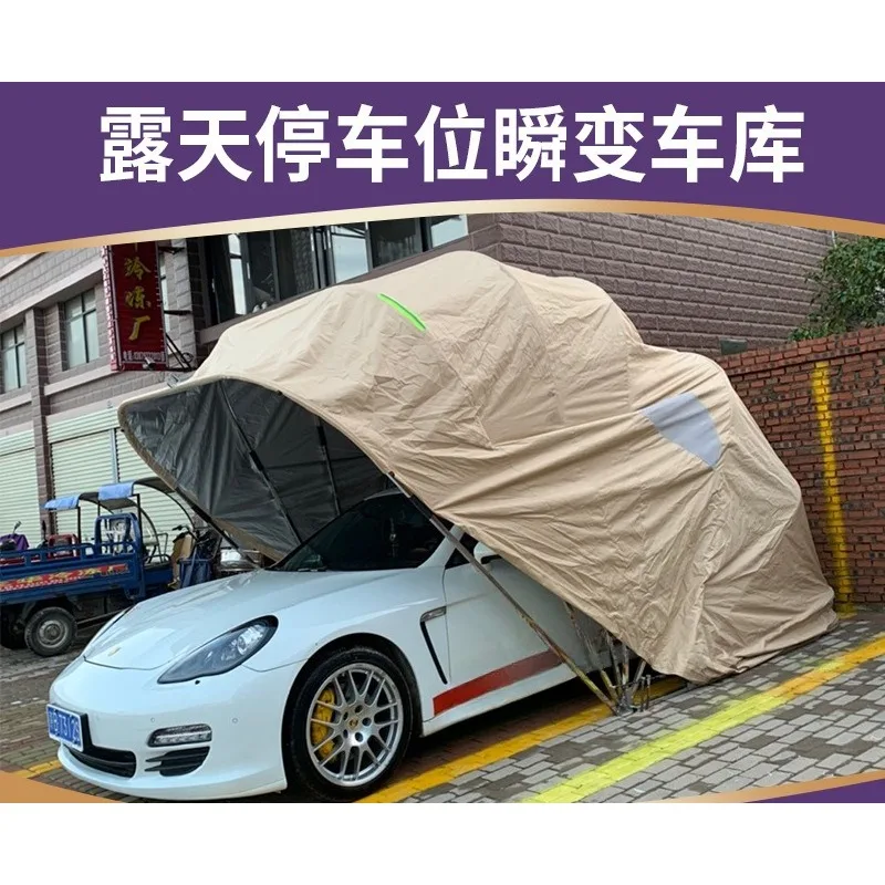 

Auto automatic folding carport Electric telescopic folding garage Home outdoor sunscreen awning Mobile parking shed
