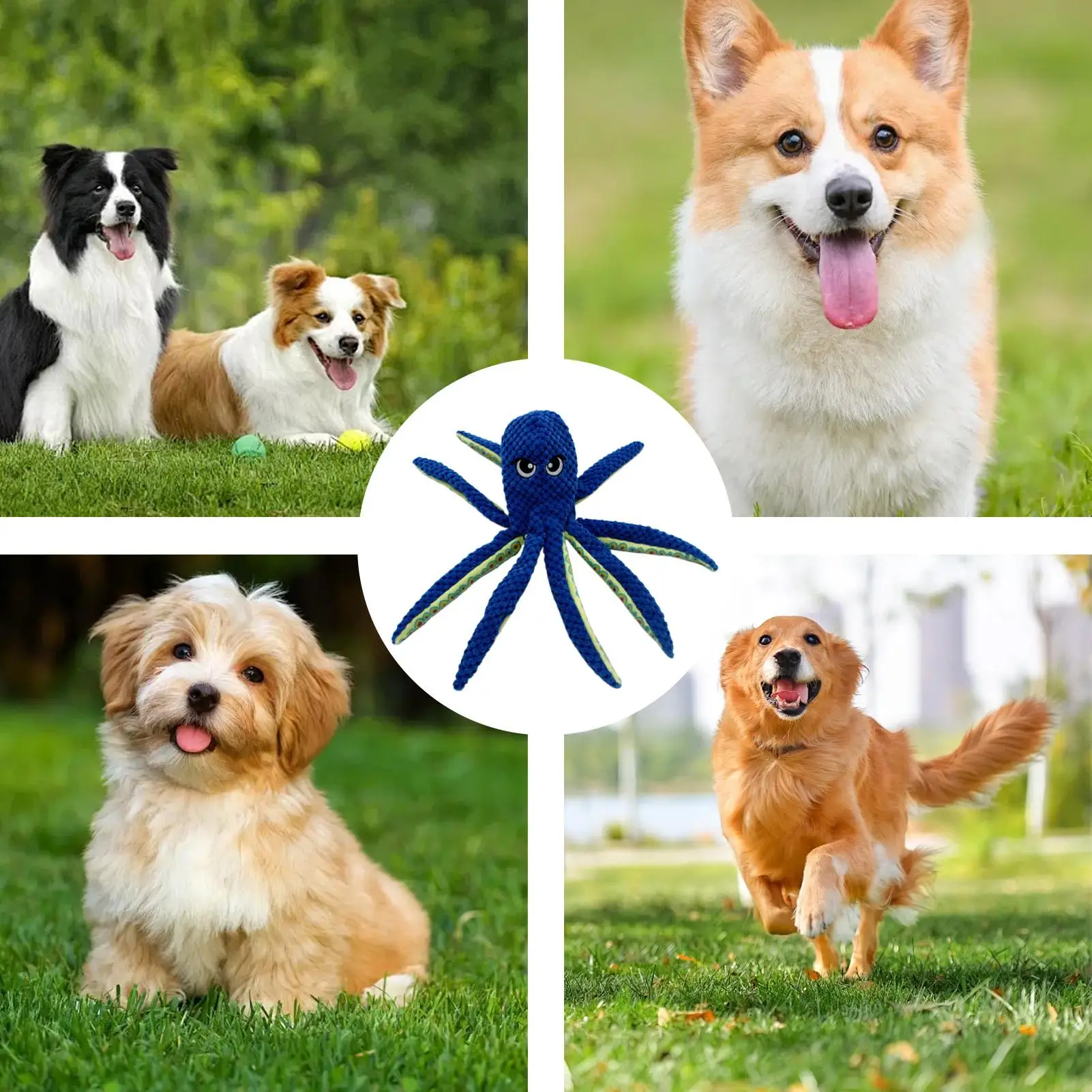

Small Squeaky Dog Toys Octopus Shaped Pet Chewer Indoor Pet Chew Doll For Tug-of-War Teething Training Aggressive Chewers