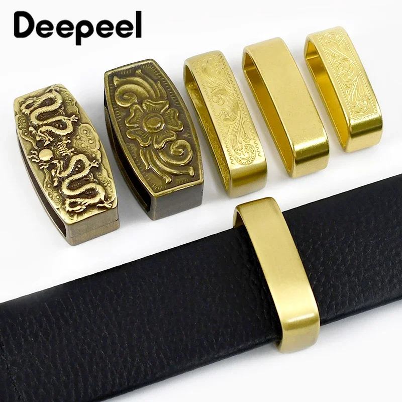 2Pcs Deepeel 35/40mm Pure Copper Belts Rings Buckles Leather Belt Loops Brass Buckle DIY Craft Band Ring Loop Clasp Accessories