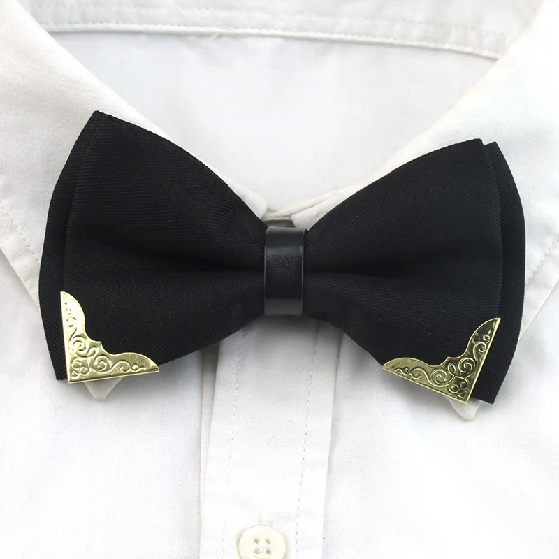 Metal  Solid Bowtie Black White Classic Bow Ties For Men Wedding Shirt Dress Accessories Christmas Gifts gravata cravate