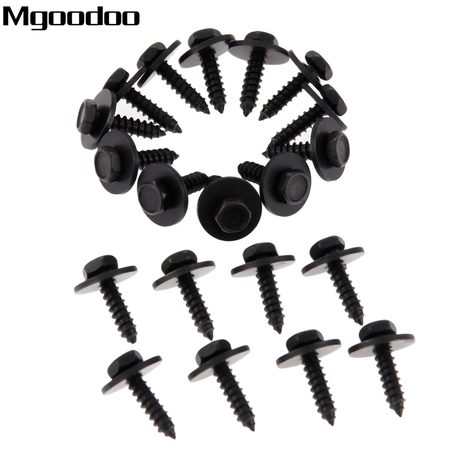 

Mgoodoo 20Pcs Car Self-Tapping Screws Captive Loose Washer 8mm Hex Head Black Hex Washer Head 4.7x17mm For Tek Screws Black