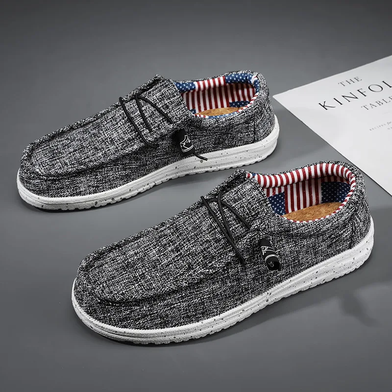 Fashion Korean Version Loafers Mens Summer Light Comfortable Breathable Canvas Shoes Trendy Casual Board Shoes Large size 39-47