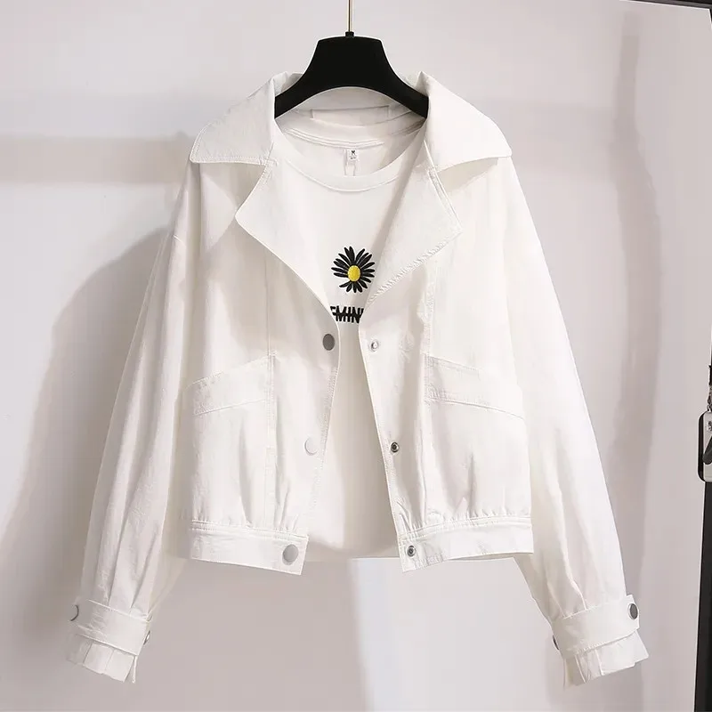 Women's Short Jacket With Suit Collar 2025 New Spring Autumn Coat Hong Kong Style Casual Outerwear Fashion Overcoat Female Tops