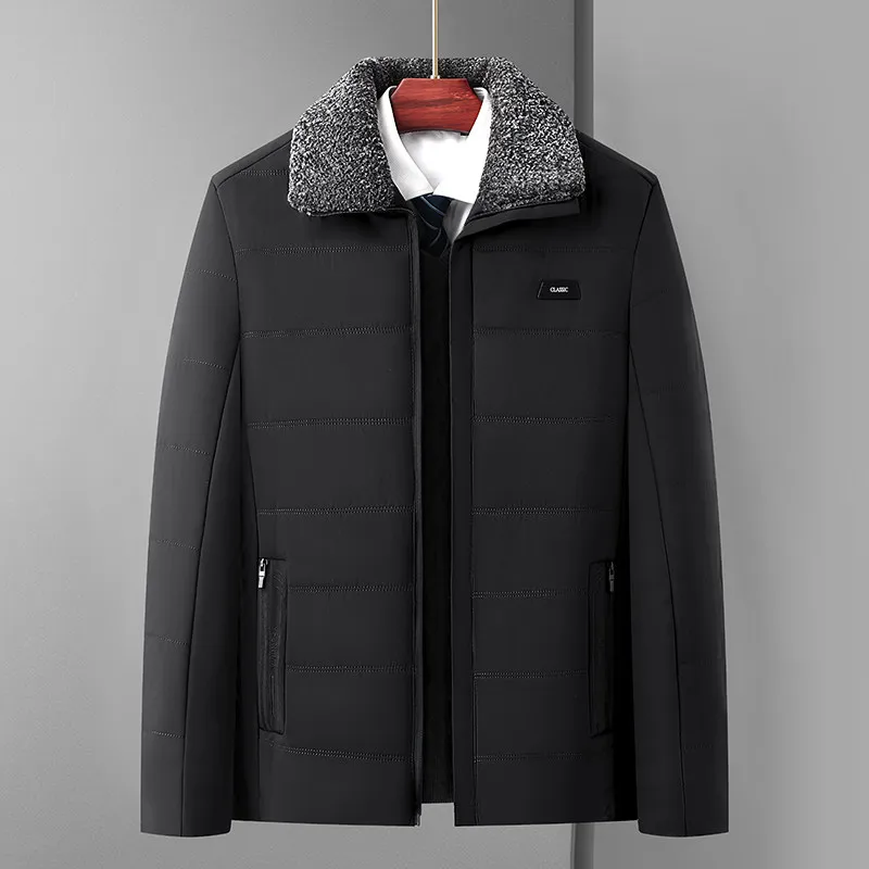 معطف رجالي من القطن Jaet Winter Thiened Warm ort Sle Fce Lined Busin كاجوال بسحاب للإغلاق معطف ملون