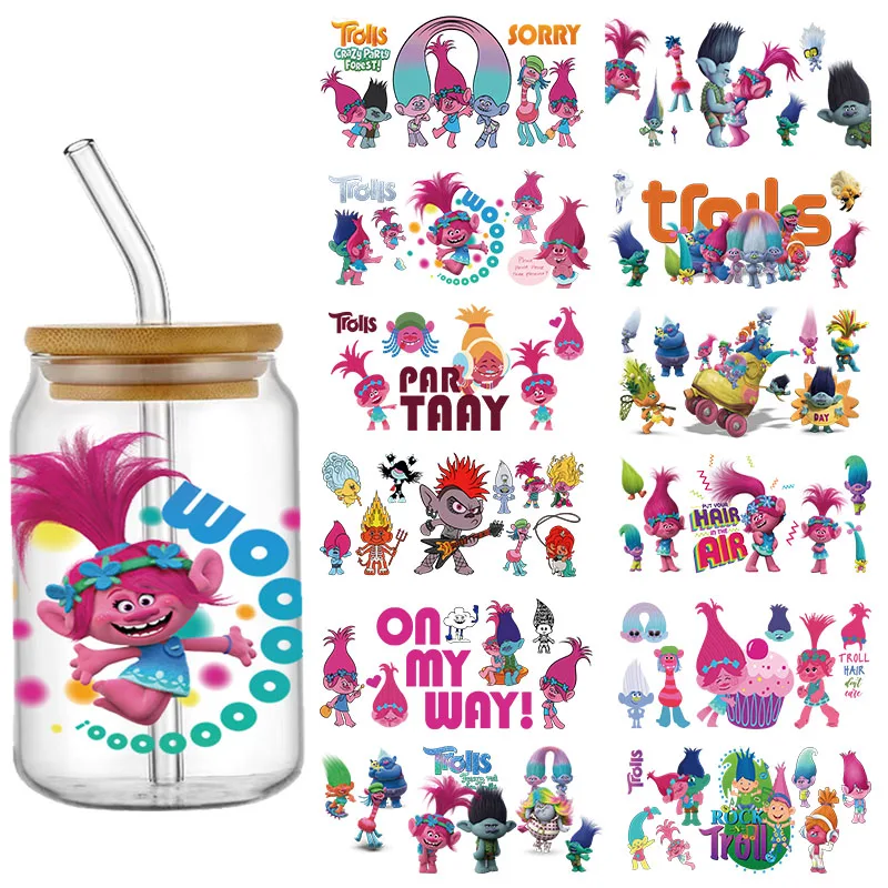 DIY Cartoon Elf Cute Pobi UV DTF Cup Wraps Transfer Stickers For 16OZ Libbey Glass Can Bottle Selfadhesive Waterproof Decals