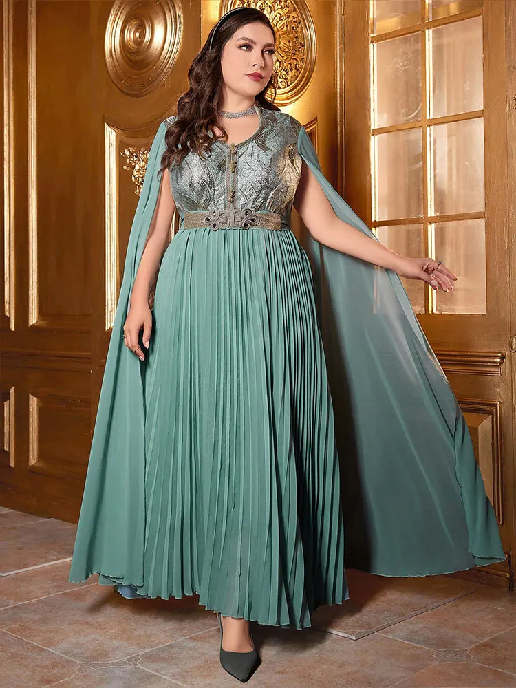

TOLEEN Summer and autumn large-size women's long dress with a waistline, stylish and elegant, formal evening gown