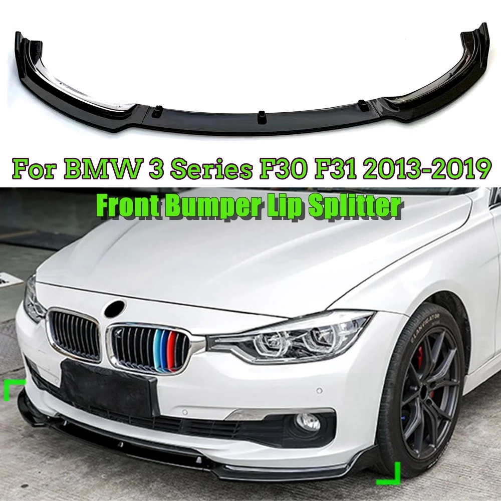 3PCS Front Bumper Lip Body Kit Spoiler Splitter ABS Bumper Canard Lip Splitter For BMW 3 Series F30 F31 2013-2019 Gloss Black