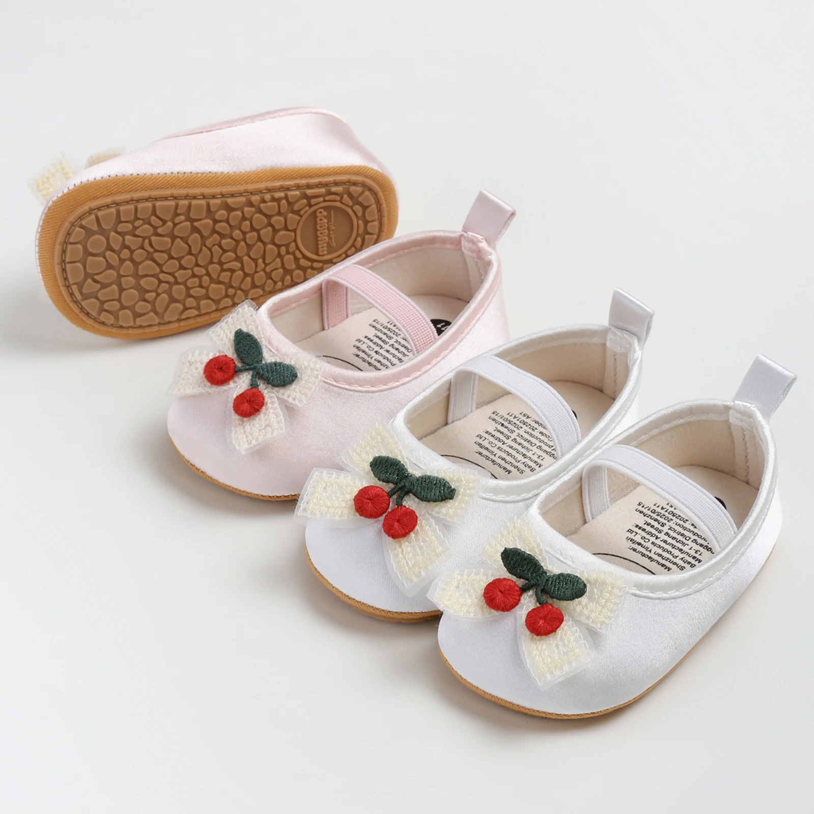 

Туфли принцессы Blotona для маленьких девочек, мягкая нескользящая подошва с вишневым бантом, обувь для первых ходунков, повседневная обувь для малышей