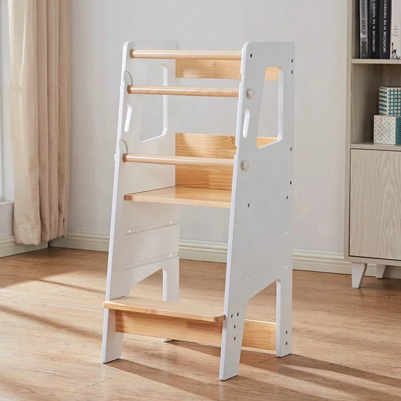 Kid Children Kitchen Helper Wood Montessori Baby Toddler Step Stool Learning Tower