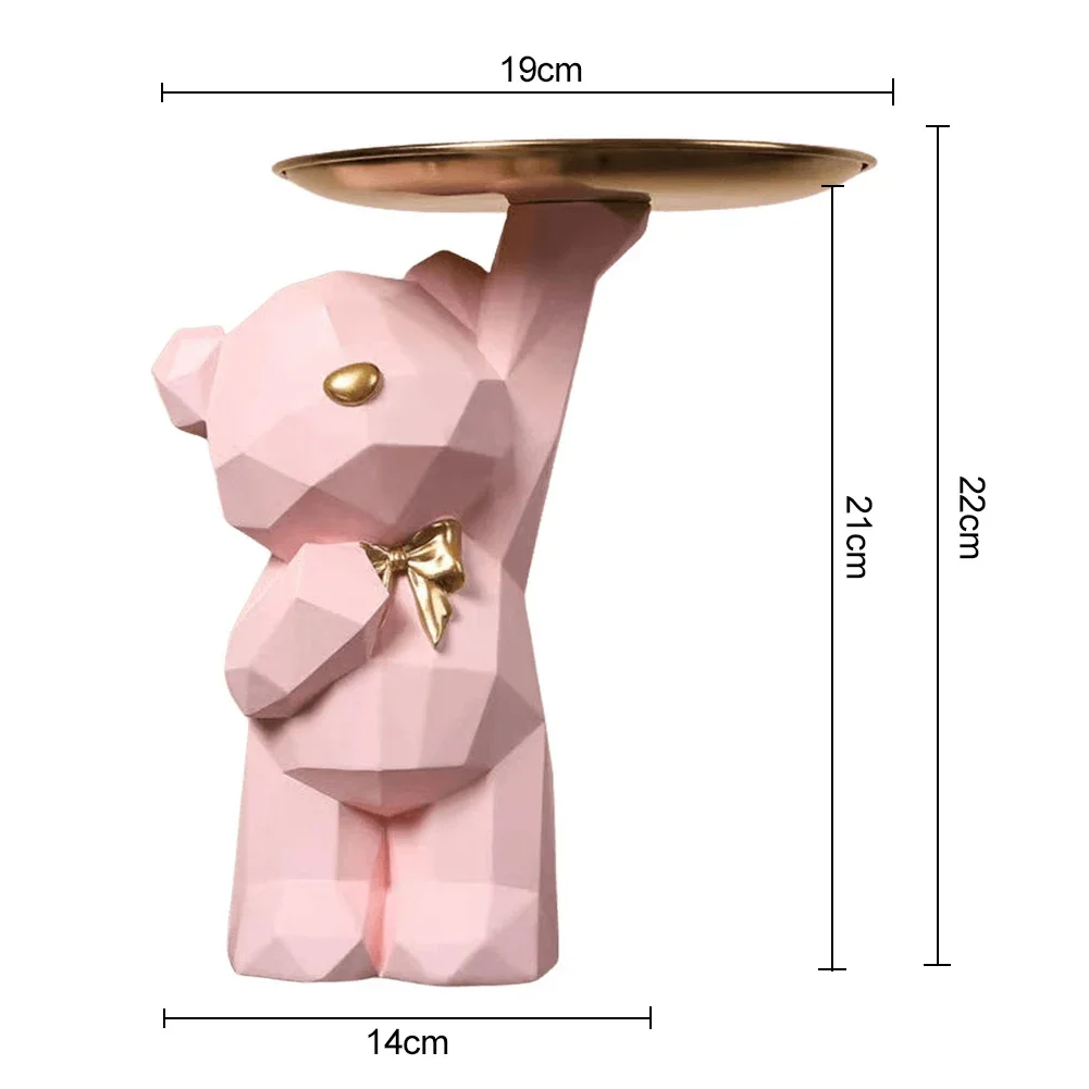 Resin Geometric Bear Storage Tray Cute Bear Storage Tray Statue Table Decorations Cute Bear Storage Tray Statue Table Decoration