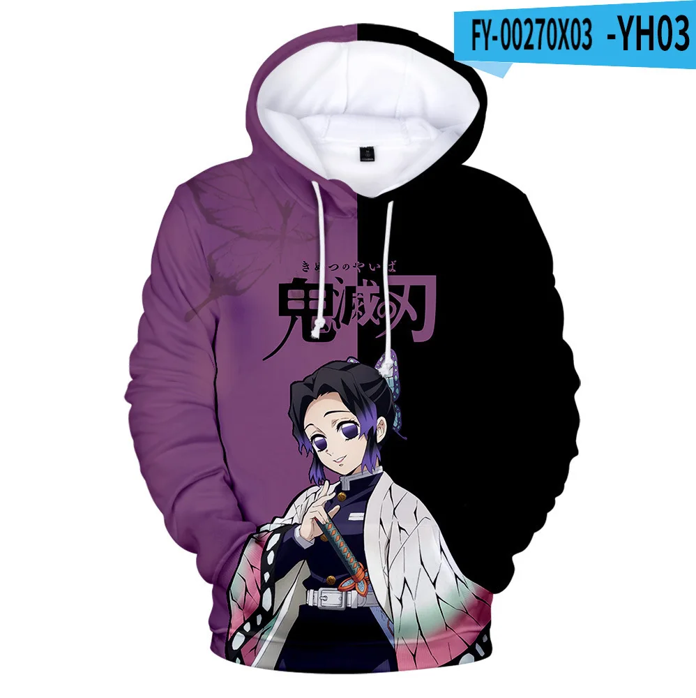 Bandai New Anime Demon Slayer Character Suit 3D Color Printing Trendy And Fashionable Fleece Hooded Sweatshirt For Men Women