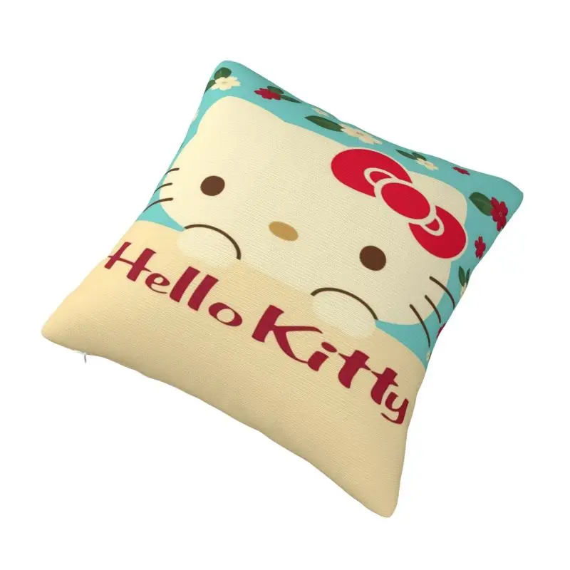 Custom Hello Kitty Anime Cushion Cover 40x40cm Soft Modern Throw Pillow