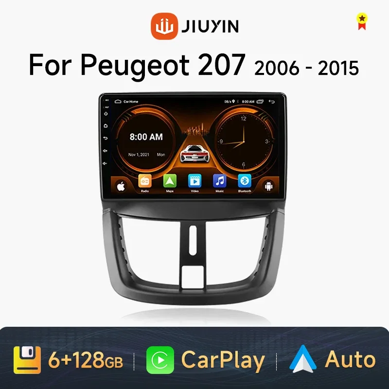 JIUYIN TS18 Pro 6G + 256G per Peugeot 207 207CC 2006 - 2015 autoradio lettori video per Auto CarPlay Android Auto GPS No 2 din 2