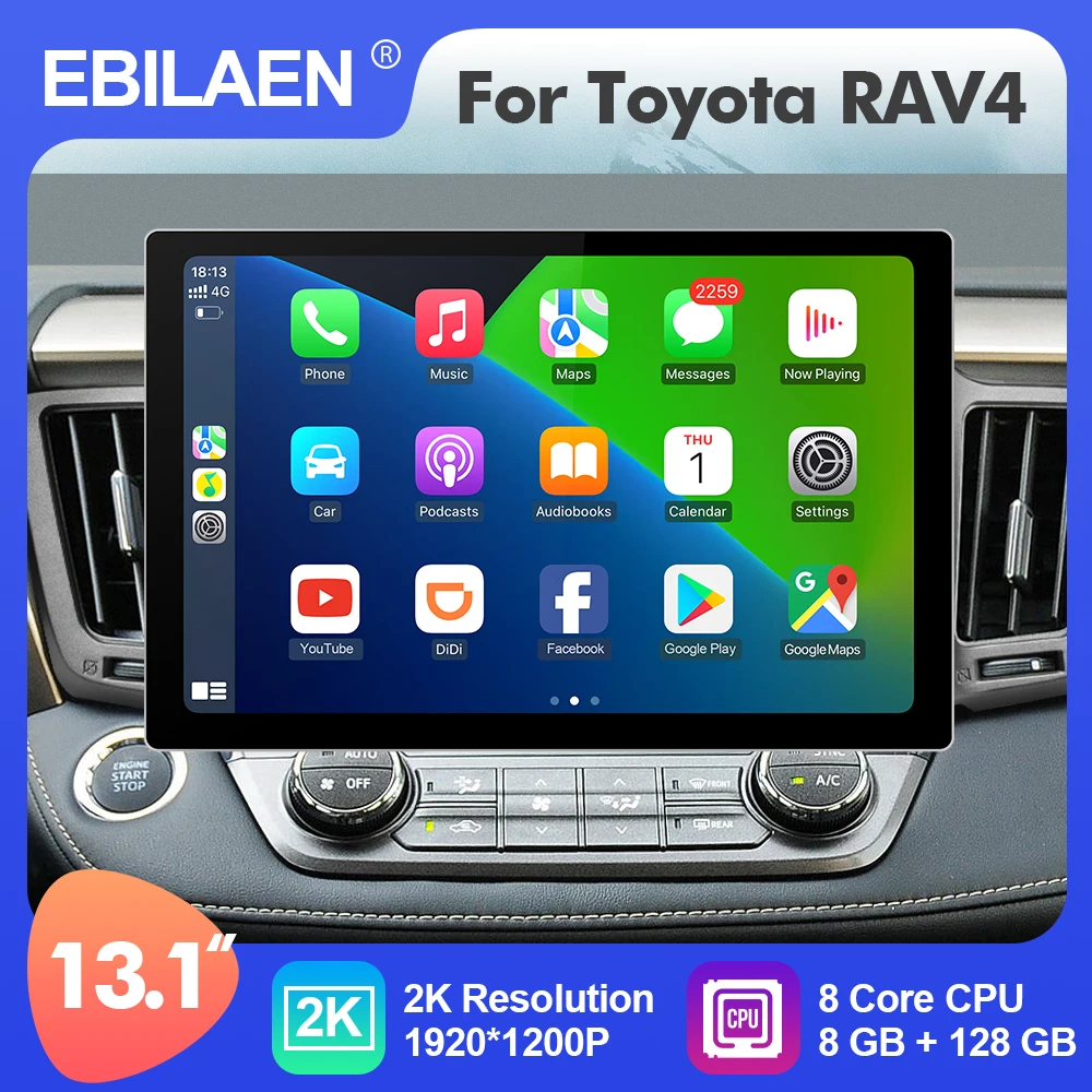 

EBILAEN Android 12 13.1 Inch Car Multimedia Radio Player For Toyota RAV4 2012-2018 GPS Stereo 8 Core Carplay 4G WIFI