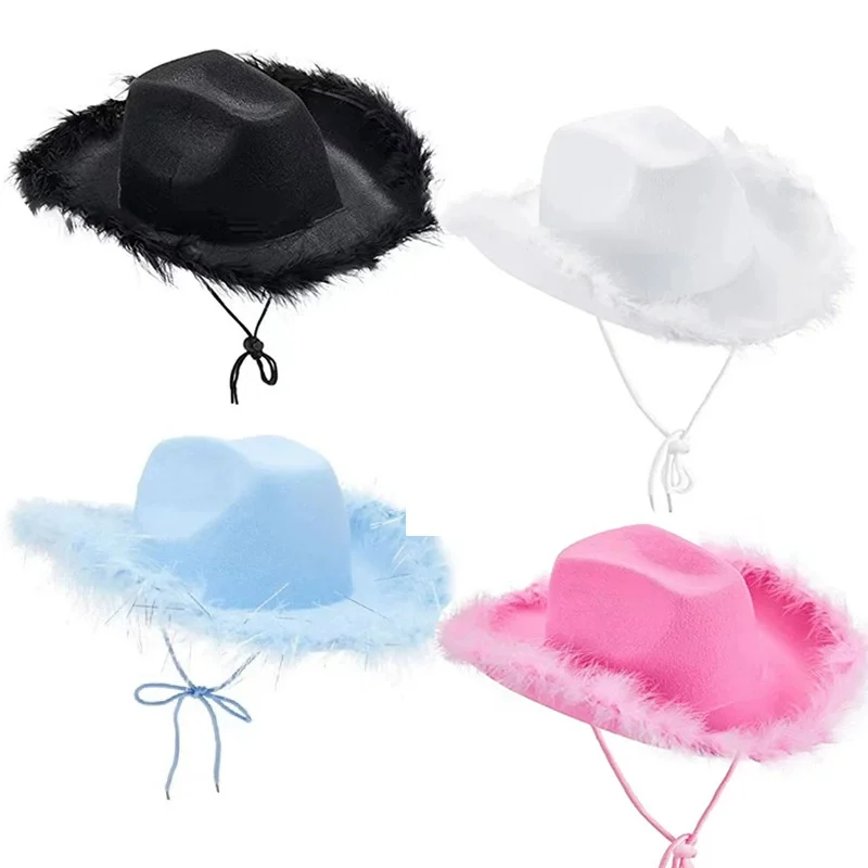 

Pink Velvet Edge Cowgirl Hat Bride To Be Western Cowboy Felt Shaped Hat Hen Party Team Bride Photo Props Cowboy Birthday Party