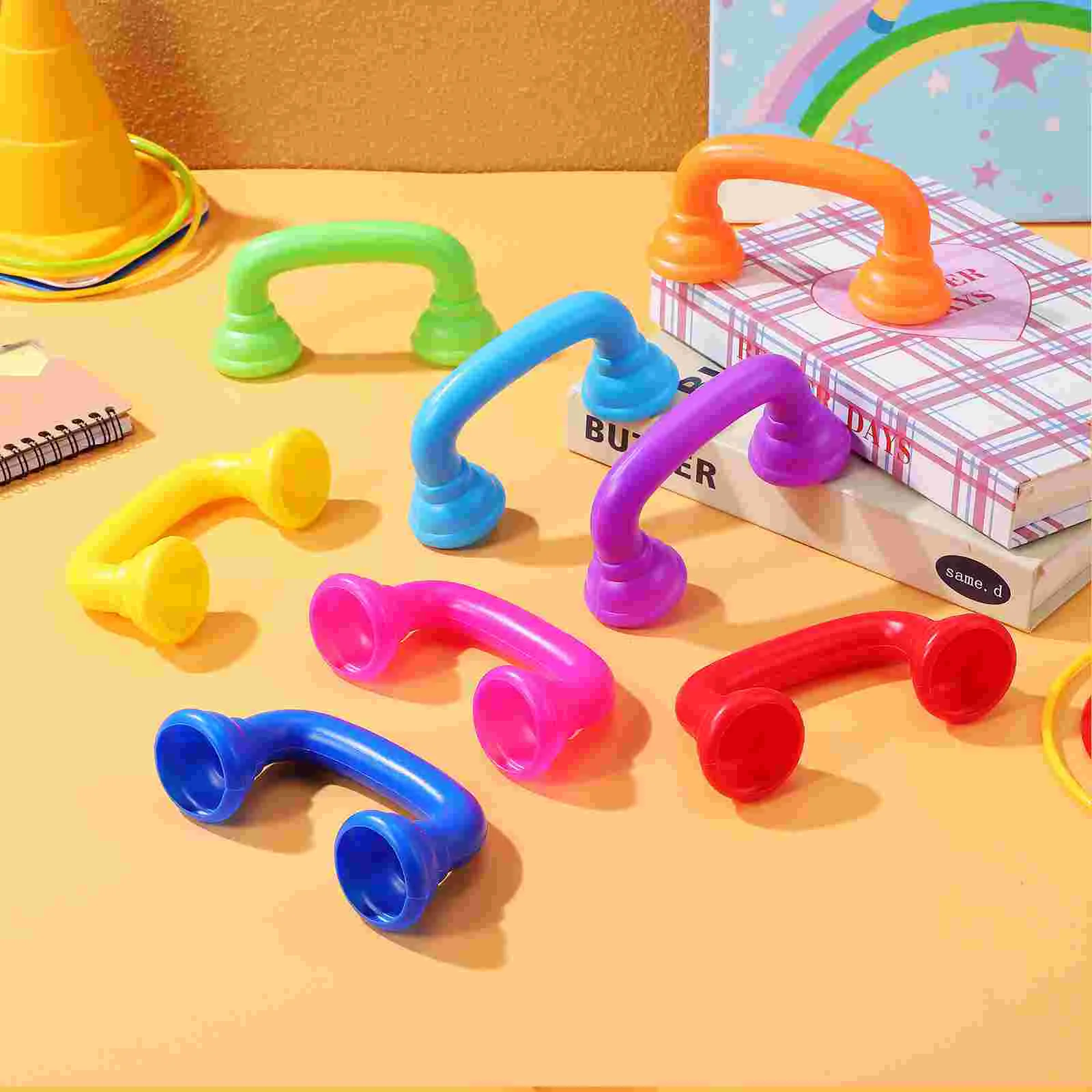 Récepteur de téléphone jouet en plastique, 8 pièces, murmure, décor de téléphone, couleurs vives, robuste, jeu pour enfants, éducation Montessori, lecture pour tout-petits