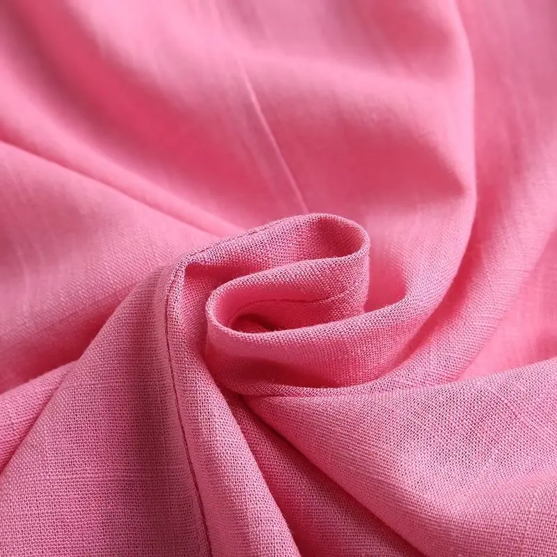 Withered 2024 Summer Tops Fashion Office Lady Candy Color Loose Linen Shirt Casual Blouse Women